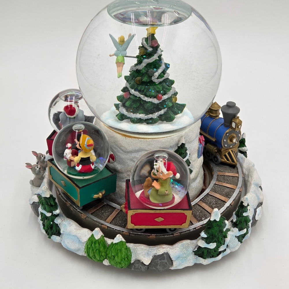 Disney We Wish You A‎ Merry Christmas Musical Snow Globe Train Tinkerbell Mickey